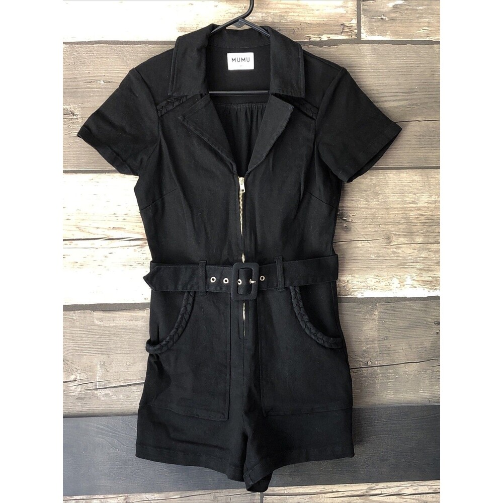 Show Me Your Mumu Pitch Black Outlaw Romper Sz M Western Boho Coastal Cowgirl